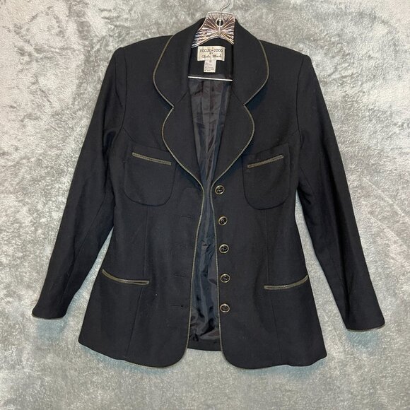 Focus 2000 Jackets & Blazers - Focus 2000 Vintage Women Wool Steampunk Tailored Fit Button Front Blazer 4P